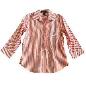 Lauren Ralph Lauren Petite Striped Cotton Button-Up Shirt /Embroidered Anchor